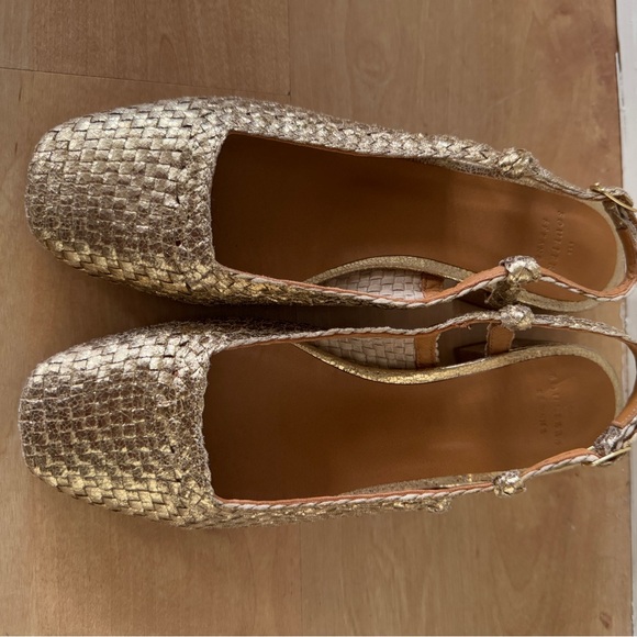 Sezane Gold Woven Slingback Flats - Picture 3 of 8